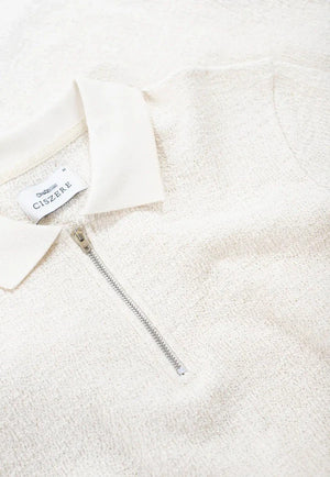 John boucle tröja halvzip