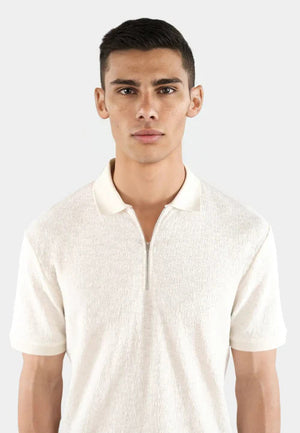 John boucle tröja halvzip